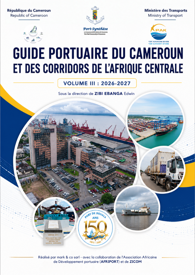 Couverture finale du Guide portuaire du Cameroun et des corridors de l’Afrique centrale, Volume III 2026–2027